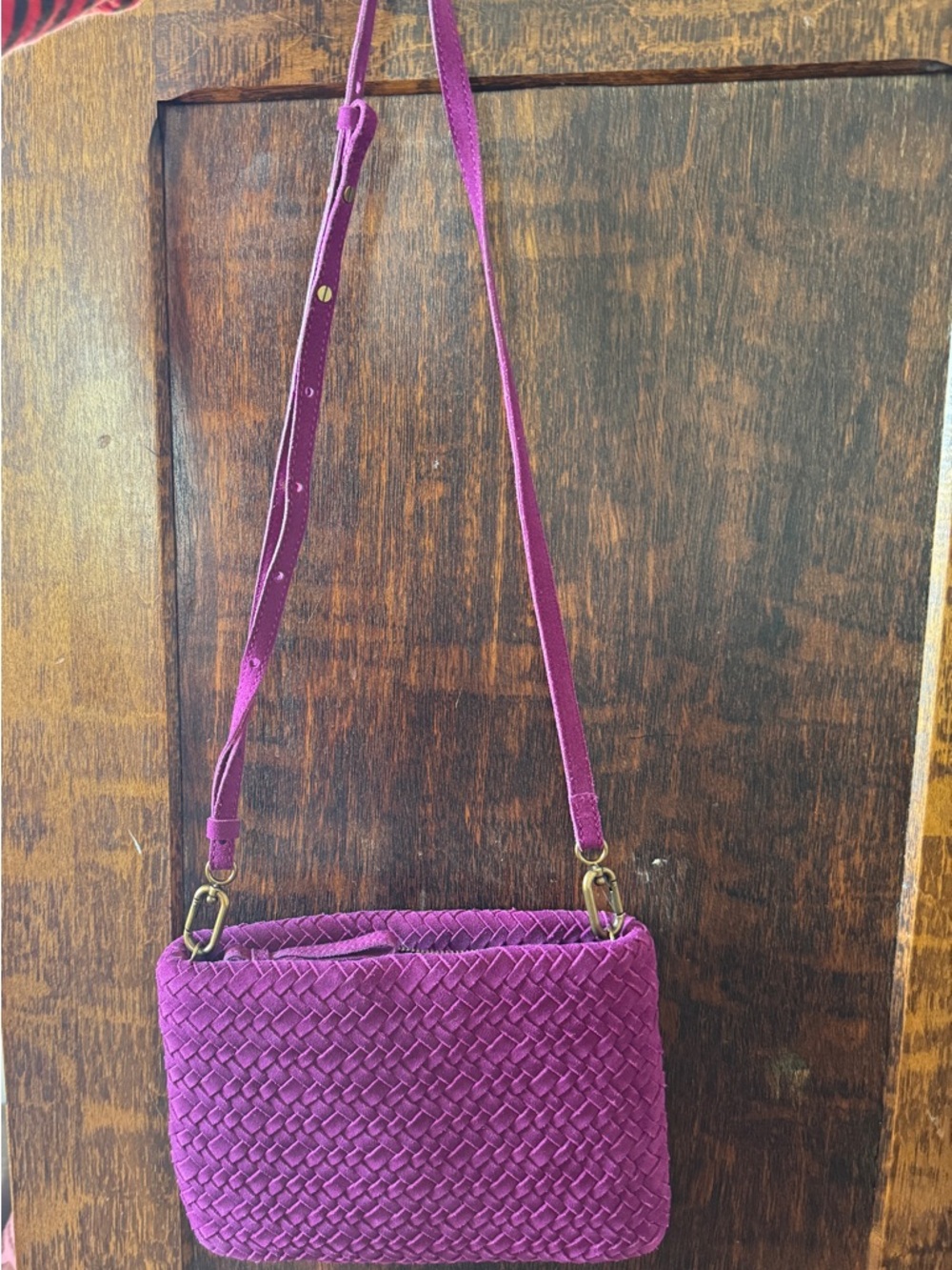 Madewell - Madewell puff woven leather crossbody in mulled wine